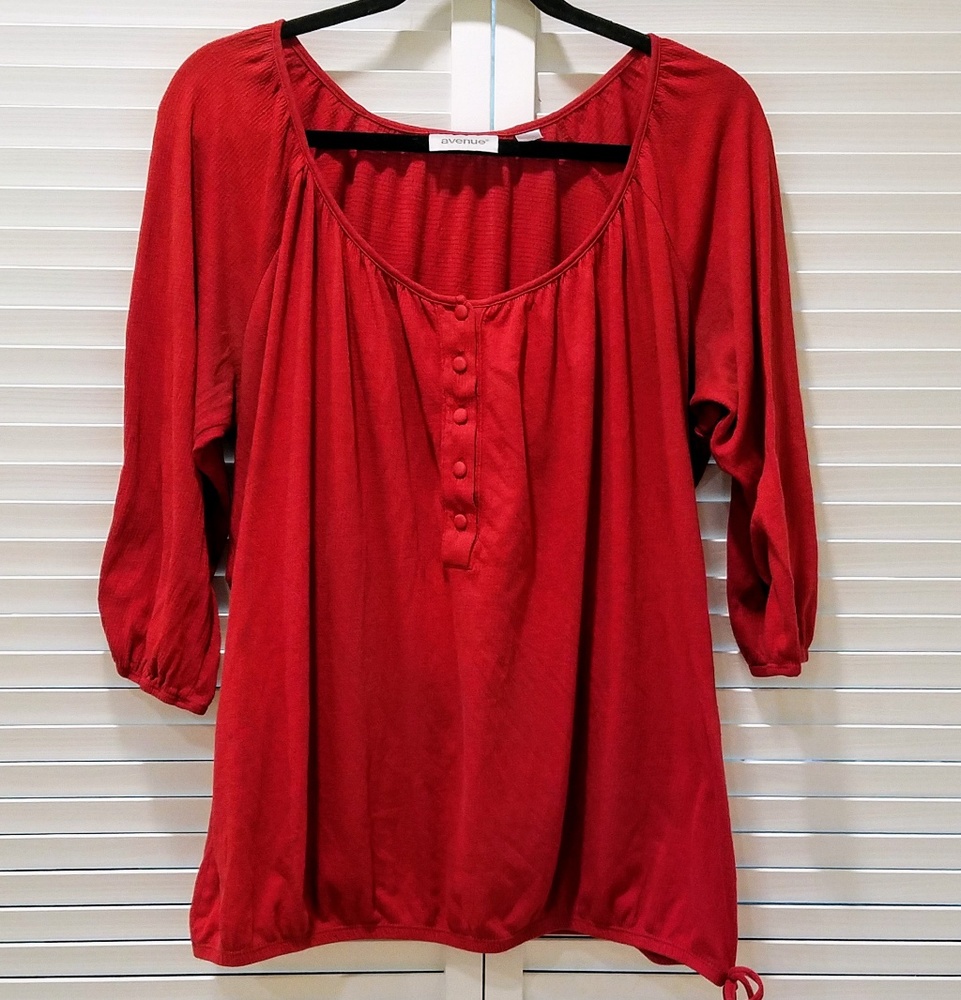 Avenue Red Henley Top